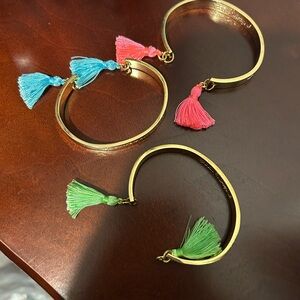 Lilly Pulitzer Gold Tassel Whimsical Bracelets Set of 3